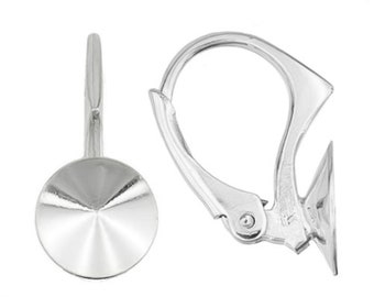 Silver 925 leverback earring with setting for Swarovski 1122 rivoli SS39 (8 mm) kz43 (1 pair)