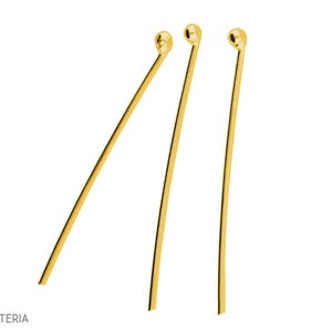 Pin (needle) 30 mm - sz 3 - gold-plated silver 925 (10 pieces)