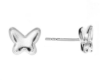 Silver stud earring for Swarovski 2854 8mm butterfly KH18 (1 pair)