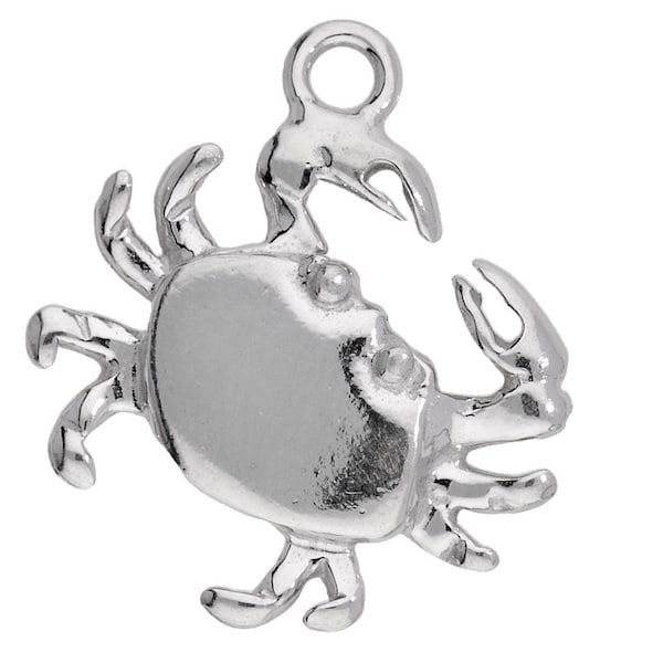 Silver 925 charm pendant sea crab, zodiac cancer W189 (1 piece)