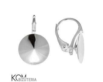 Silver 925 leverback earrings with setting for Swarovski 1122 rivoli 12 mm crystals kz43 (1 pair)