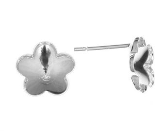 Silver 925 for Swarovski 4744 10mm flower stud earring KH16 (1 pair)