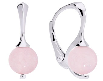 Silver earrings with natural rose quartz crystal