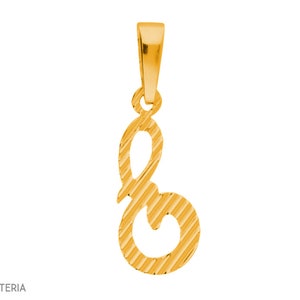 Pingente letra E itálico, prata 925 banhada a ouro zaw100 (1 peça)