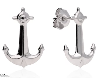 MINNU - anchor - silver stud earrings