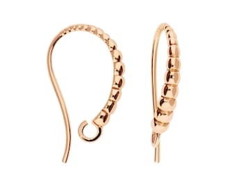 Gold open hook earring, earwire with a hook kh002, gold 585 (pair)