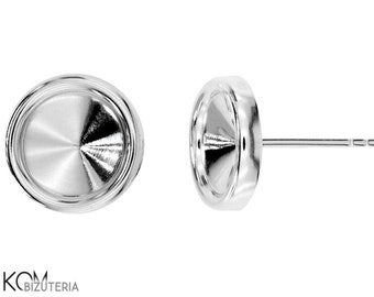 Silver 925 for Swarovski 1122 8mm rivoli stud earring KH35 (1 pair)