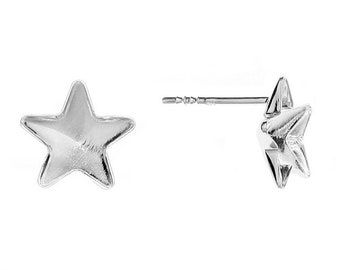 Silver 925 stud earrings for Swarovski 4745 Star 10 mm crystals KH20 (1 pair)