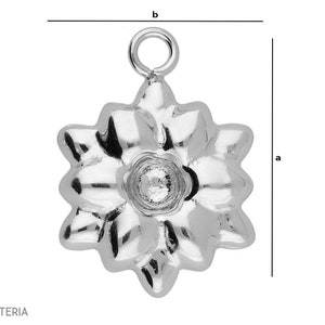 Silver 925 embossed flower charm pendant W 170 1 piece imagen 2