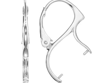 Silver leverback earwire earring for pearls 10mm kz2610