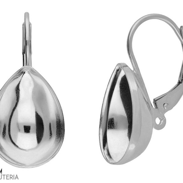 Silber 925 Brisur, Brisuren, Leverback Ohrring für Swarovski® 4320 pear-shaped 14 mm Kristalle kz88 (1 Paar)