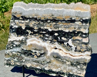 6th Vein Ocean Jasper Slab - Slice - Orbicular Jasper - Druzy