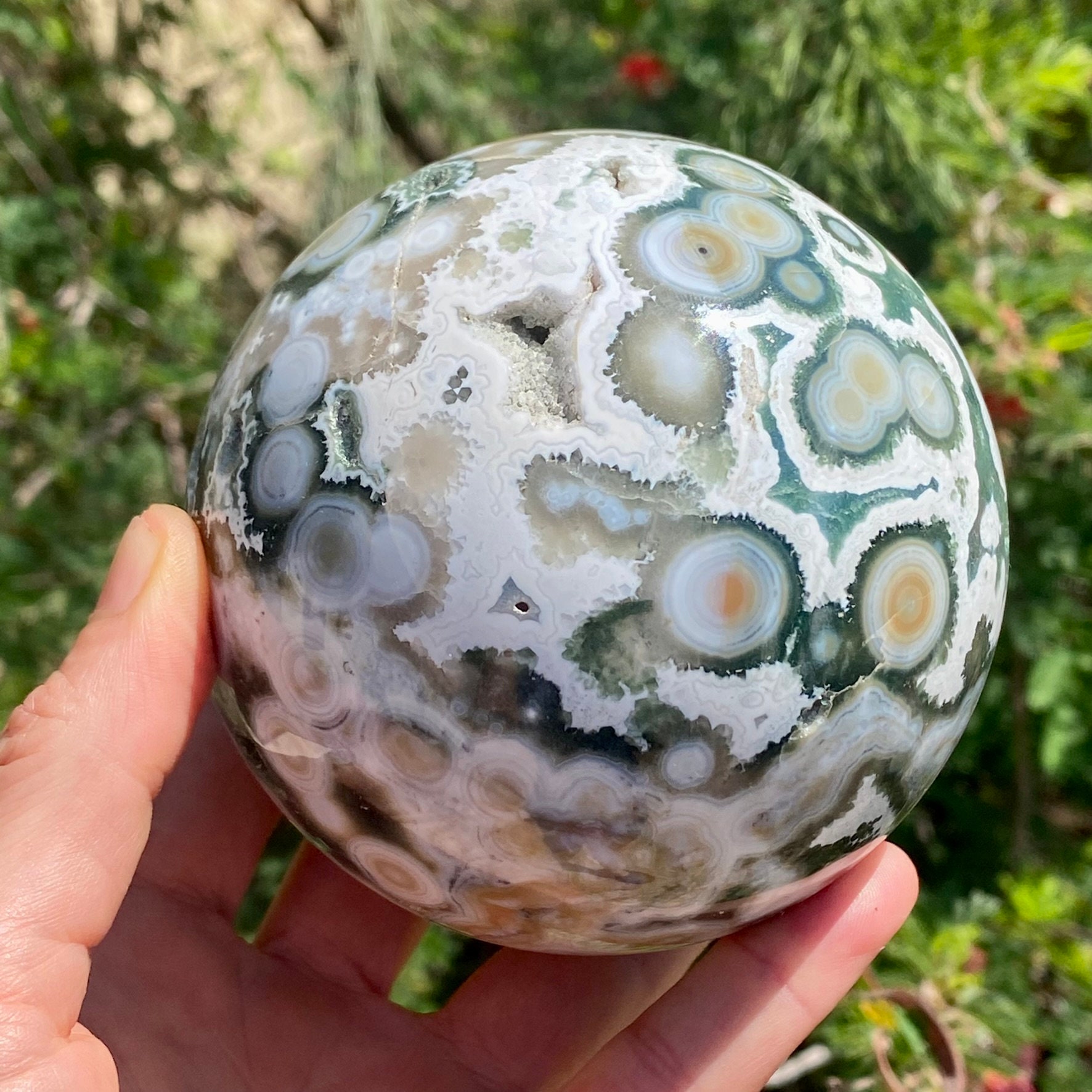 64㍉ オーシャンジャスパー スフィア エイスベイン 8th vein OJ 8th Vein Ocean Jasper Sphere - Druzy - Etsy 日本