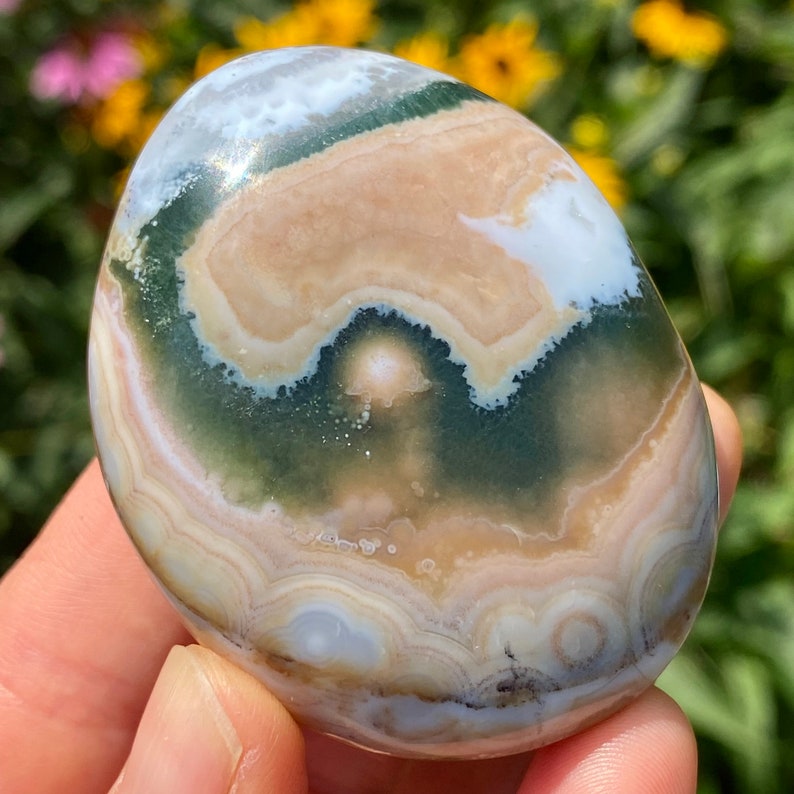 8th Vein Ocean Jasper Palm Stone image 2