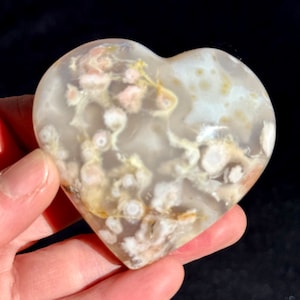 Flower Agate Heart - Plume Agate