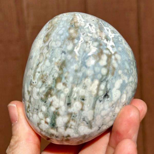 Ocean Jasper Palm Stone - Old Stock - Orbicular Jasper - Madagascar - Blue