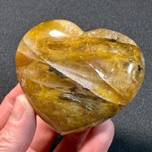 Golden Healer Quartz Heart - Yellow Hematoid Quartz
