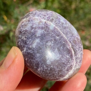 Purple Lepidolite Palm Stone from Madagascar