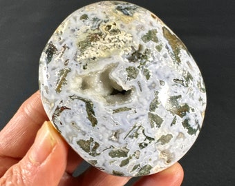 Cosmic Jasper Palm Stone - Druzy - Marovato Madagascar