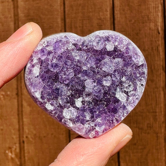 ウルグアイ産アメジストジオードハート型フラワーアメジストハイクオリティ