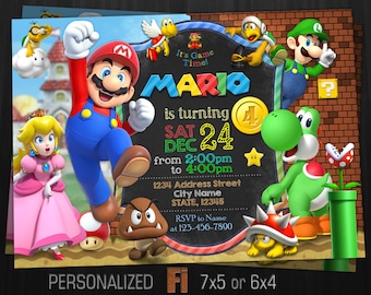 Mario Invitations Etsy