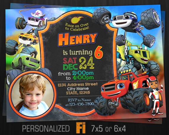 Blaze E Monster Macchine Invito Festa Di Compleanno Di Blaze Camion Macchina Mostro Automobili Race File Personalizzati Stampabili E Digitali