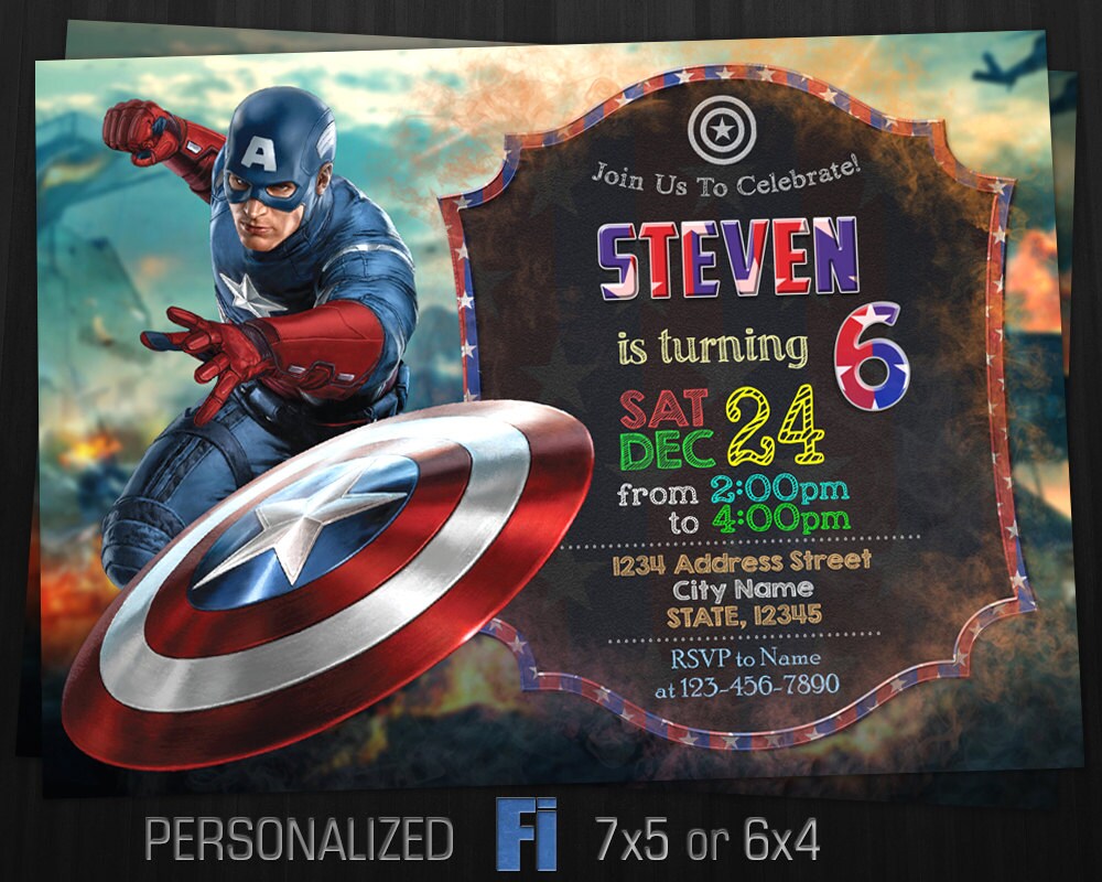 Captain America Invitation Captain America Birthday Party | Etsy