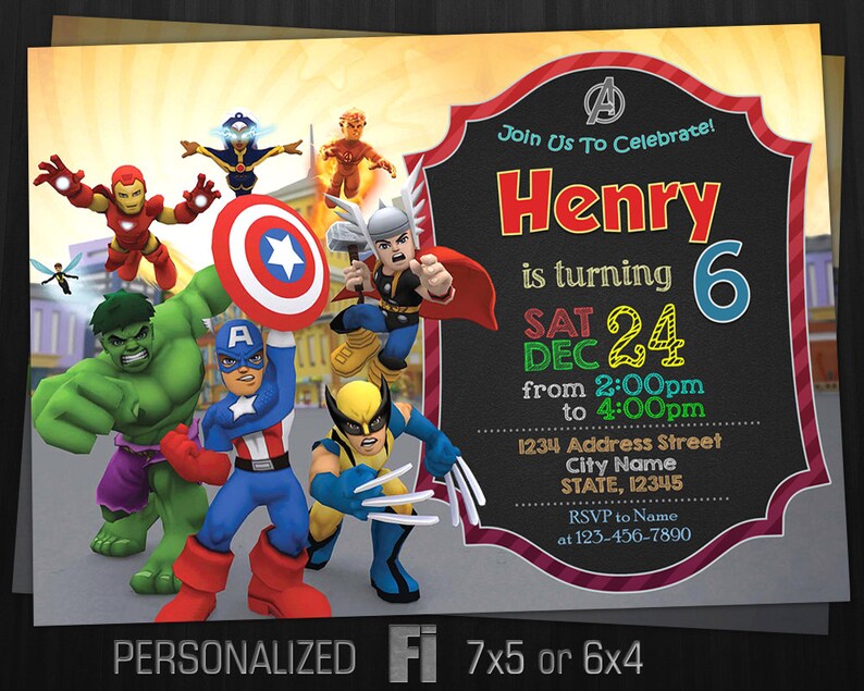 The Avengers Invitation The Avengers Birthday Party The Etsy