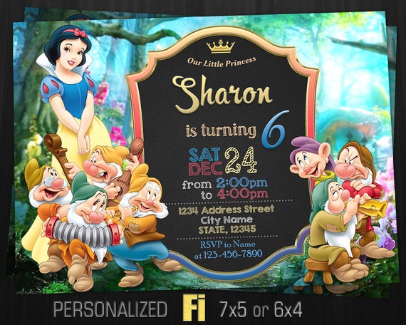 Blanche Neige Et La Sept Nains Sur Invitation Neige Blanche Etsy Blanche Neige Et La Sept Nains Sur Invitation Neige Blanche Etsy