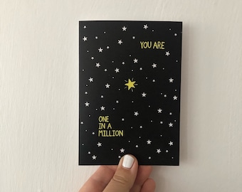 You Are One In A Million Greeting Card | Stars | Starry Night Sky | Thank You Note | You're The Best | Graduation | Work Colleague | Teacher