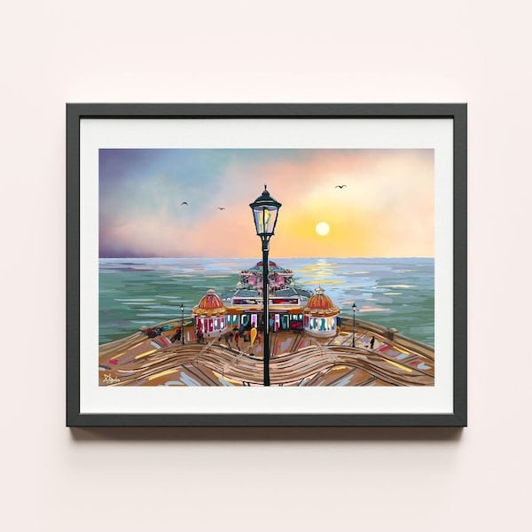 Cromer Pier North Norfolk A6 A5 A4 A3 Art Print | Illustrated Norfolk Coast Travel UK Seaside Town Poster | Norwich Holiday Souvenir Gift