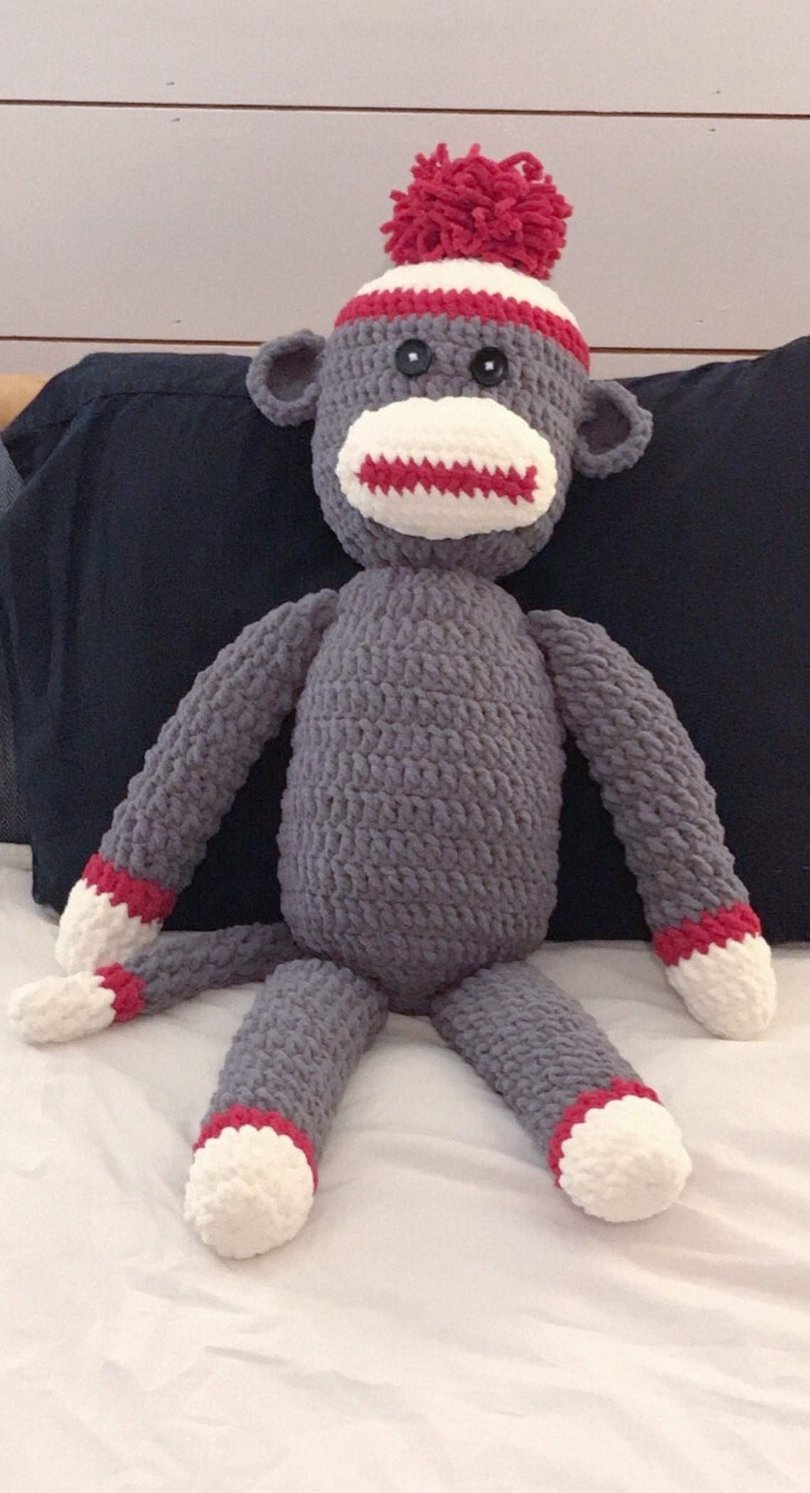 Crochet Sock Monkey PATTERN Big Soft Bernat Blanket Wool for Etsy Canada