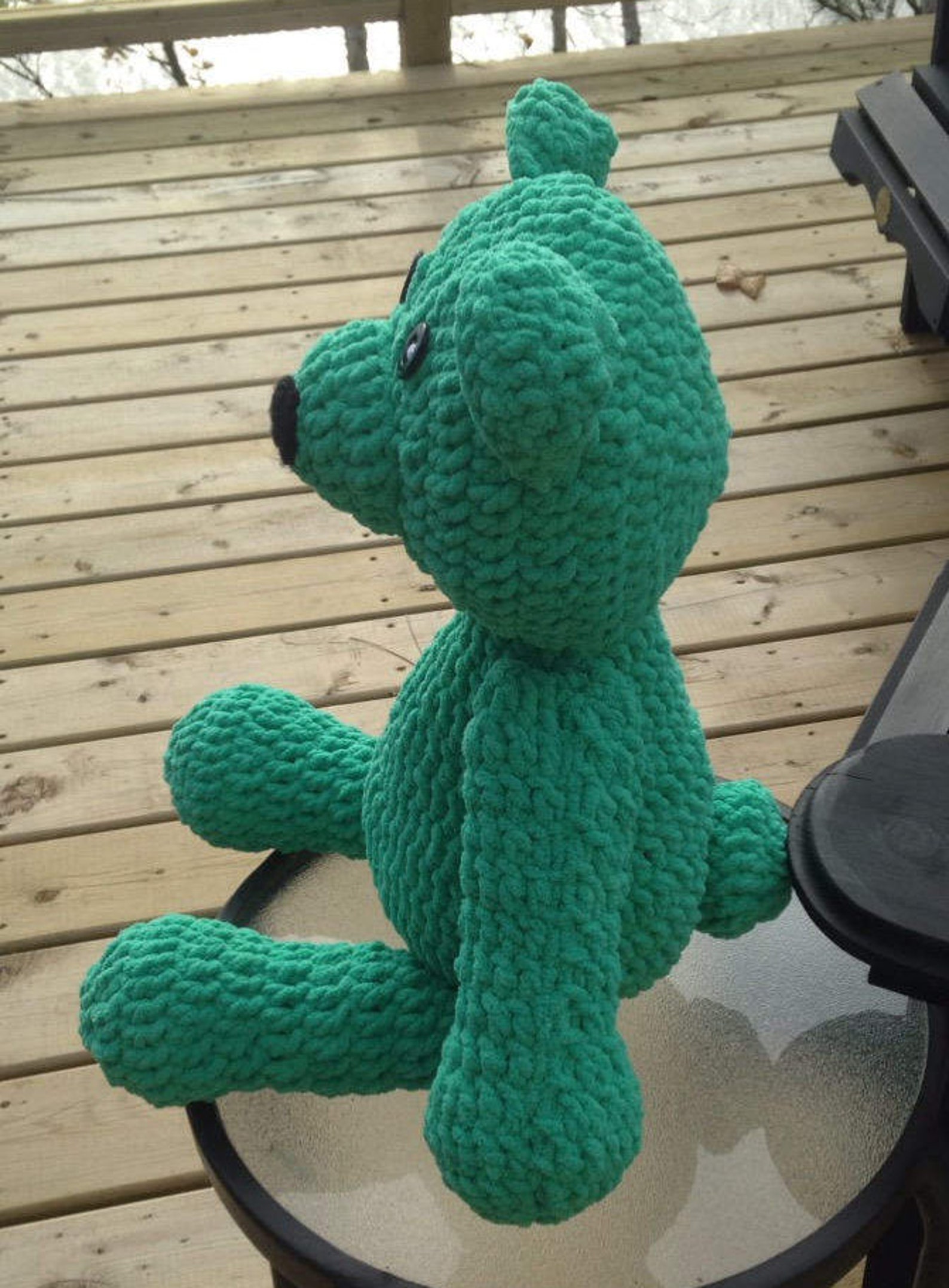 Crochet Stuffed Teddy Bear PATTERN Big Soft Bernat Blanket Wool for