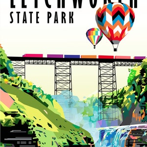 Letchworth State Park, New York State Print, Graphic Poster