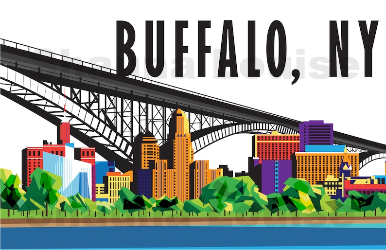 Buffalo NY. Digital Illustration Print Graphic Poster Etsy