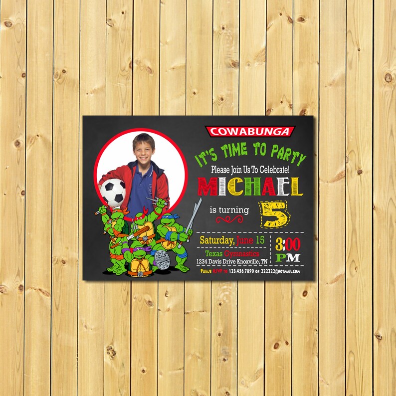 Ninja Turtles Invitation Tmnt Invitation Teenage Mutant Etsy