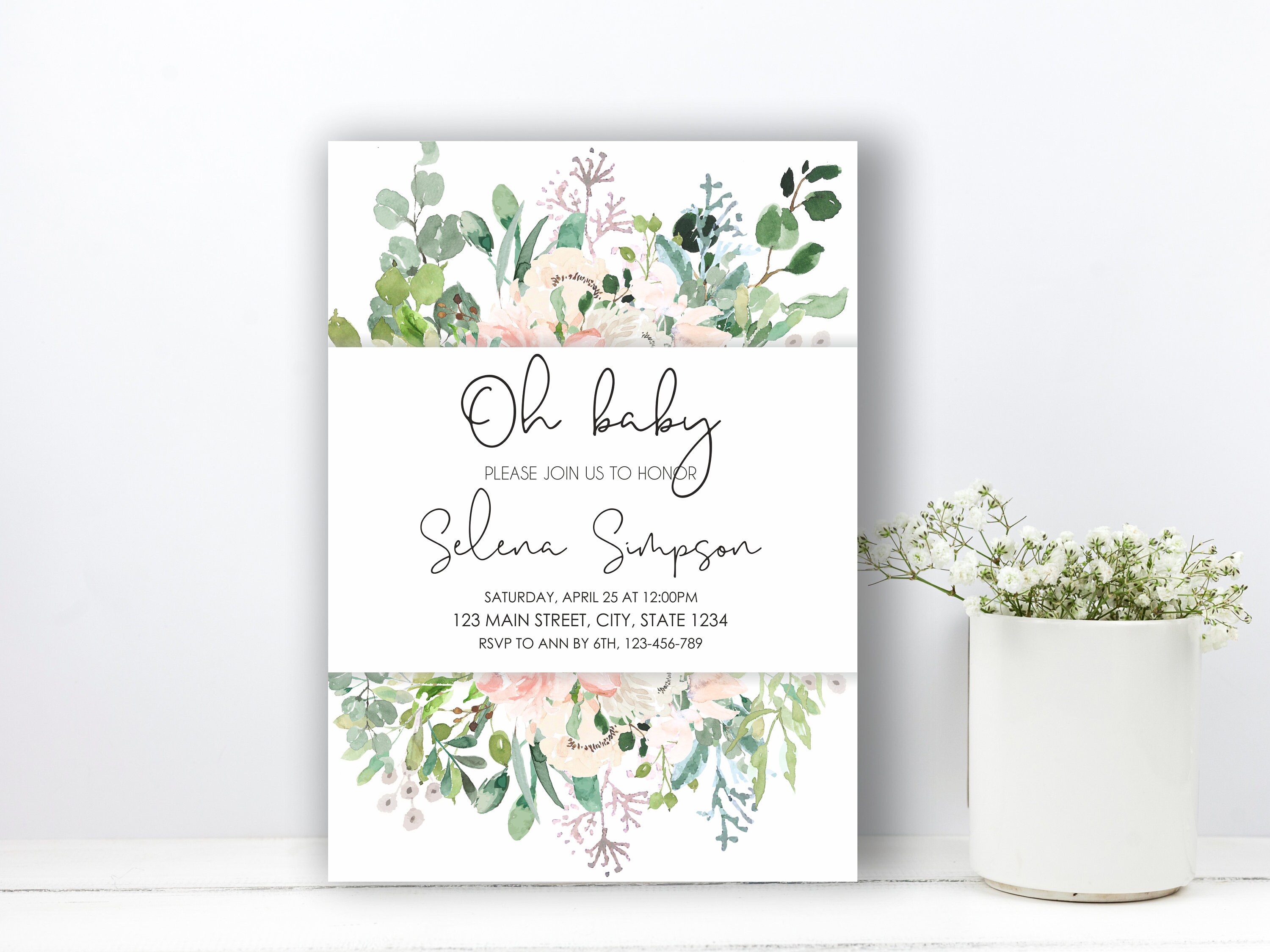 Baby Shower Einladung Oh Baby Einladung Bebe Shower Etsy