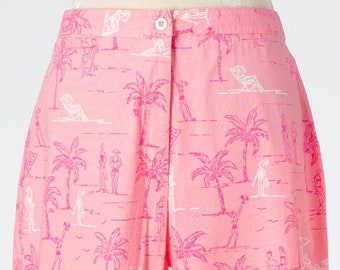 Lilly Pulitzer Novelty Print Hot Pink Cotton Pants Vintage 90