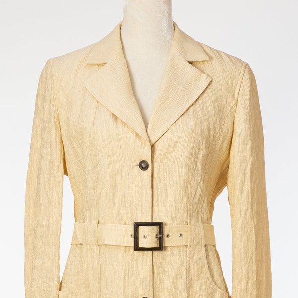 Veste Vintage Les Copains En Lin - Taille 40, Couleur Beige, état Très Bon