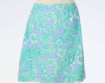 Vintage 90s Lilly Pulitzer Short Skirt Happy Lobsters Daisies Novelty Print Size 14