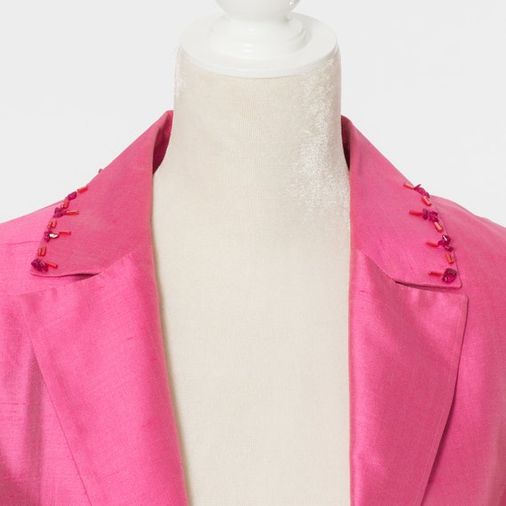 Vintage Les Copains Embellished Hot Pink Silk Bla… - image 3