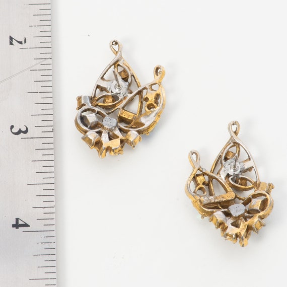 1960 Rhinestone Earrings upgraded to pierced,  Au… - image 2