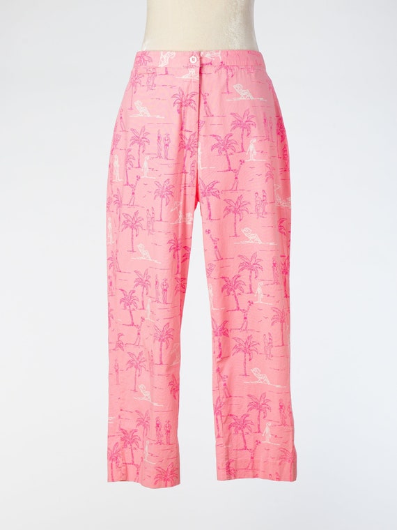 Lilly Pulitzer Novelty Print Hot Pink Cotton Pants