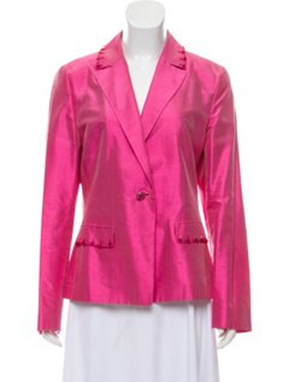 Vintage Les Copains Embellished Hot Pink Silk Bla… - image 8