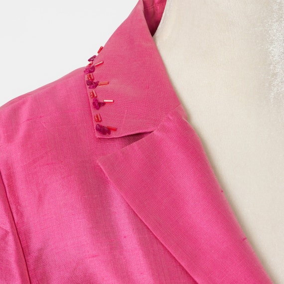 Vintage Les Copains Embellished Hot Pink Silk Bla… - image 2
