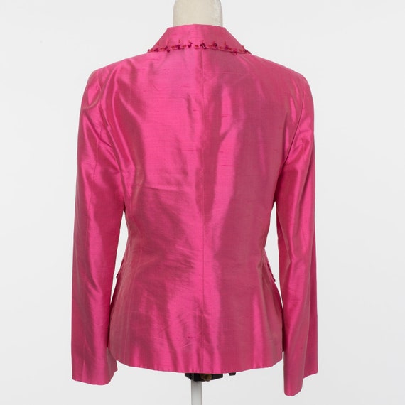 Vintage Les Copains Embellished Hot Pink Silk Bla… - image 7