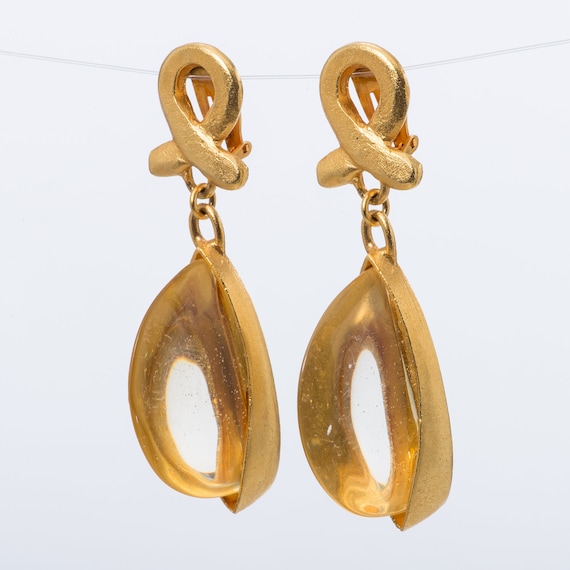 Earrings HUGE Vintage Runway Clip-On Lucite