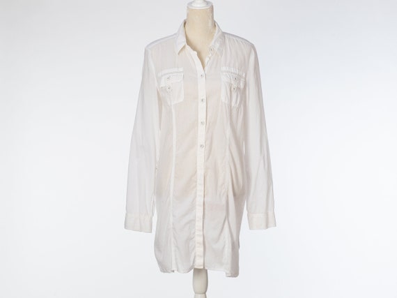 Vintage Shirt Dress Calvin Klein Jeans White Cove… - image 1