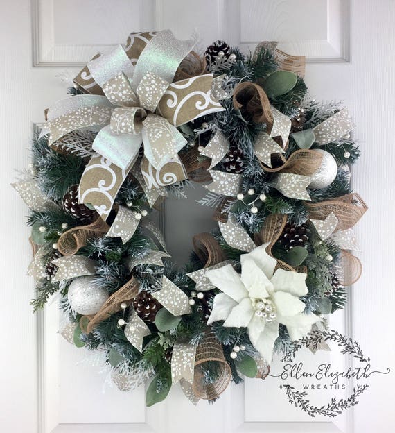 RESERVED Winter Wreaths for front door Winter Evergreen | Etsy
