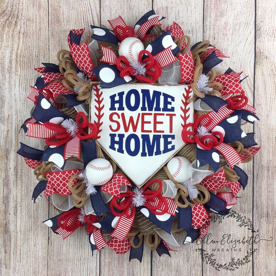 Deco Mesh Baseball Wreath Summer Wreath Baseball Wreath Front Door